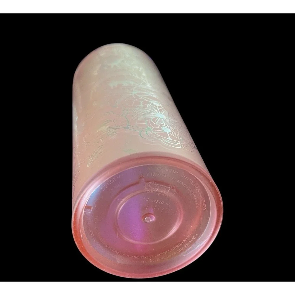 Starbucks 2022 Holiday Woodland‎ Light Pink Tumbler 24 oz Deer Iridescent Lace